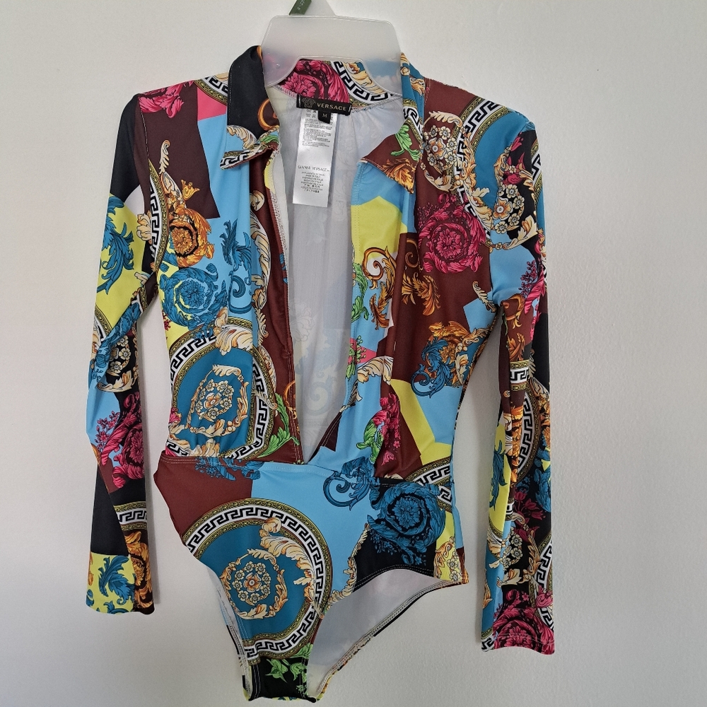 Versace Multicolor Patterned Bodysuit